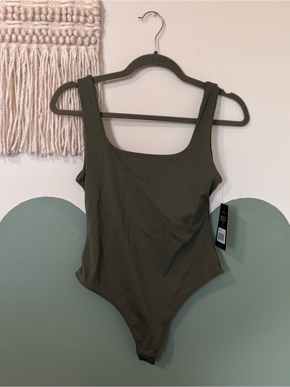 BYLT Basics Olive Green Square-Neck Bodysuit